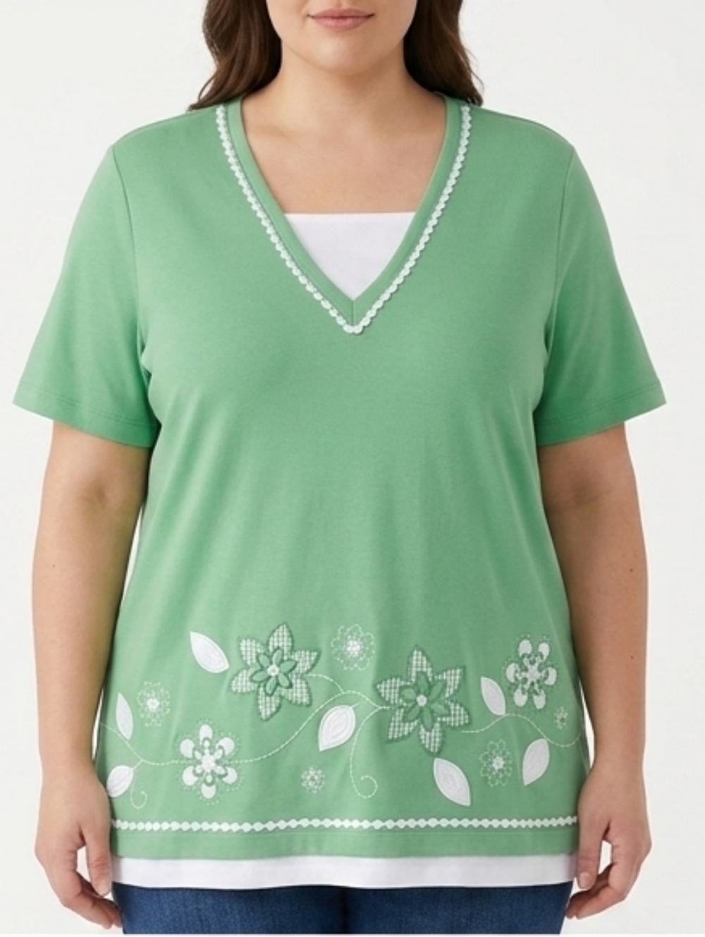 NWT Alfred Dunner Green Floral Top